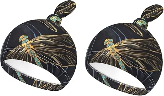 bonnet satin bleu libellule