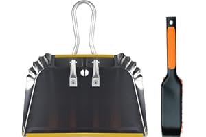 PHYEX 1-Pack 17" Heavy Duty Metal Dust Pan with Cleaning Brush Set