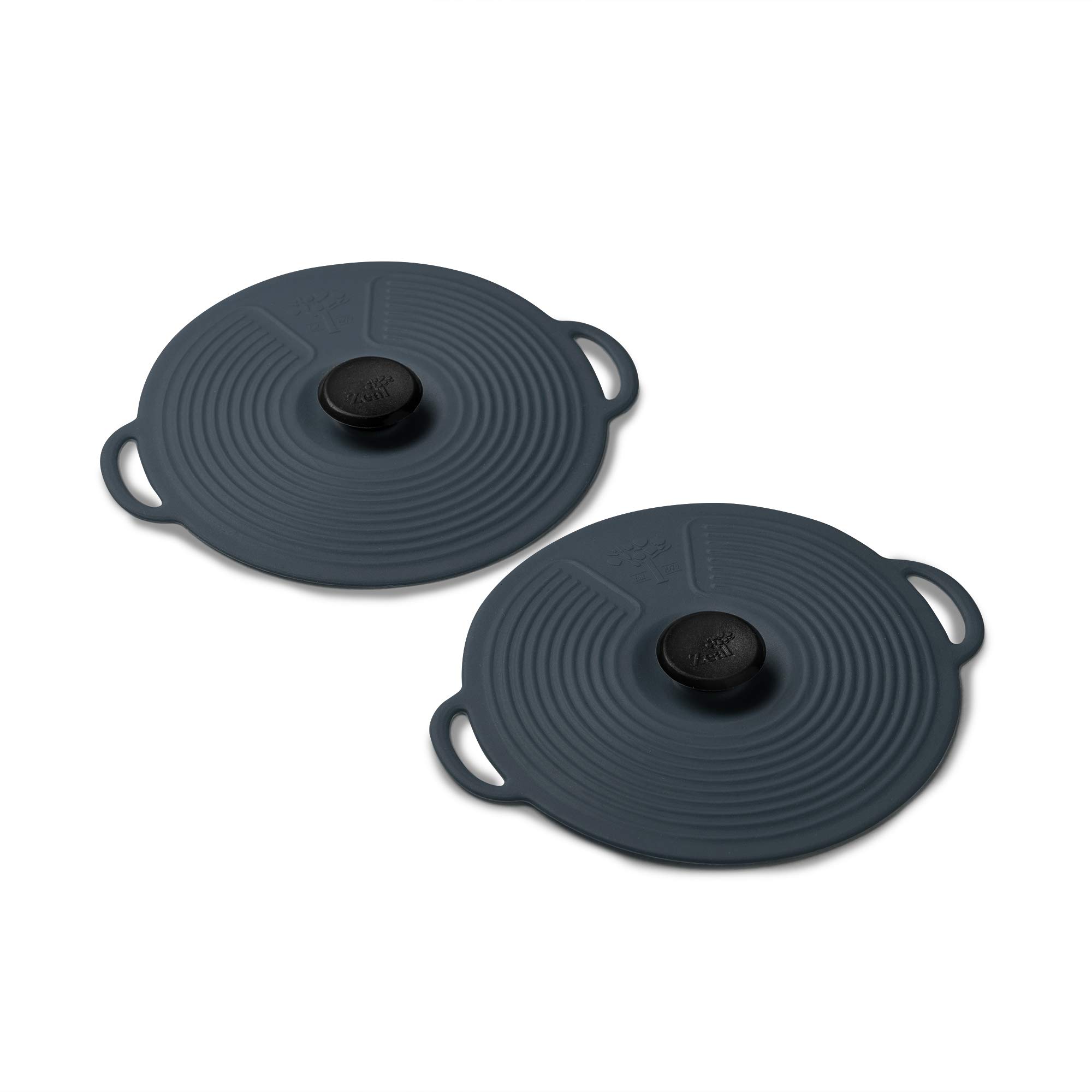 Zeal Silicone Keep Fresh Storage Airtight Seal Lids, Reusable Eco-Friendly Classic Design Set of 2 (10cm) -Dark Grey, L250T