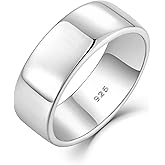 STARCHENIE Solid 925 Sterling Silver Wedding Band Ring, 2mm 3mm 4mm 5mm 6mm 7mm 8mm Width, Comfort Fit High Polish, for Men and Women