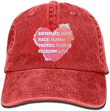 Awssffggdg Unisex Birthplace Earth Race Human Politics Freedom Washed Bowler Red