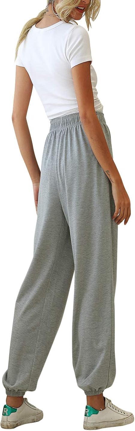Womens High Waist Sweatpants Workout Joggers Pants Yoga Lounge Active Pants with Pockets: Clothing