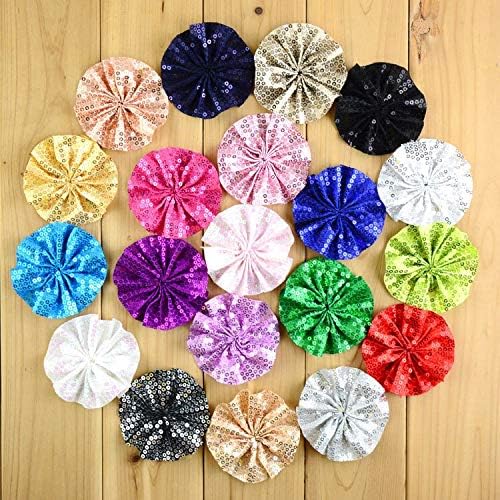 Utini Hot New 20C 100pcs/lot Embroidery Sequin Bow Kids Head Flower Flat Back 3.15 Inch for Girl Headbow DIY Accessories MH94