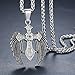 Men's Stainless Steel Large Angel Wing Cross Pendant Necklace, 24'' Link Chain, ddp046