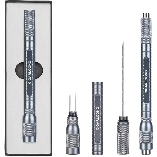 Poinçon à Cigare 4 En 1 Avec Double Aiguille En Acier Inoxydable - Livré Dans Un Coffret Cadeau (rouge Et Noir