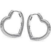 LeCalla 925 Sterling Silver Heart Hoop Earrings for Women | Love Theme Heart Shaped Hoop Earring | Womens Italian Love Heart Earrings Hoops