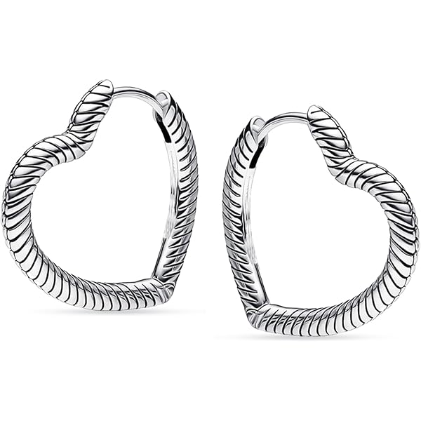 アクセサリー RILY Original Heart Earring Silver Amazon.com: 925 Sterling Silver Hoop Earrings For Women