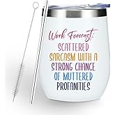 Funny Work Bestie Wine Tumbler Coworker Gifts for Women, Sarcastic Office Gifts for Women Men Work Friends Coworker Boss Mentor Birthday Christmas Insulated Stainless Steel Wine Glasses 12 oz Tumbler