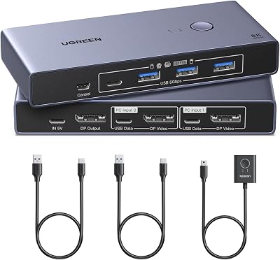 Switch KVM Displayport 8K 60Hz 2 Entradas 1 Salida