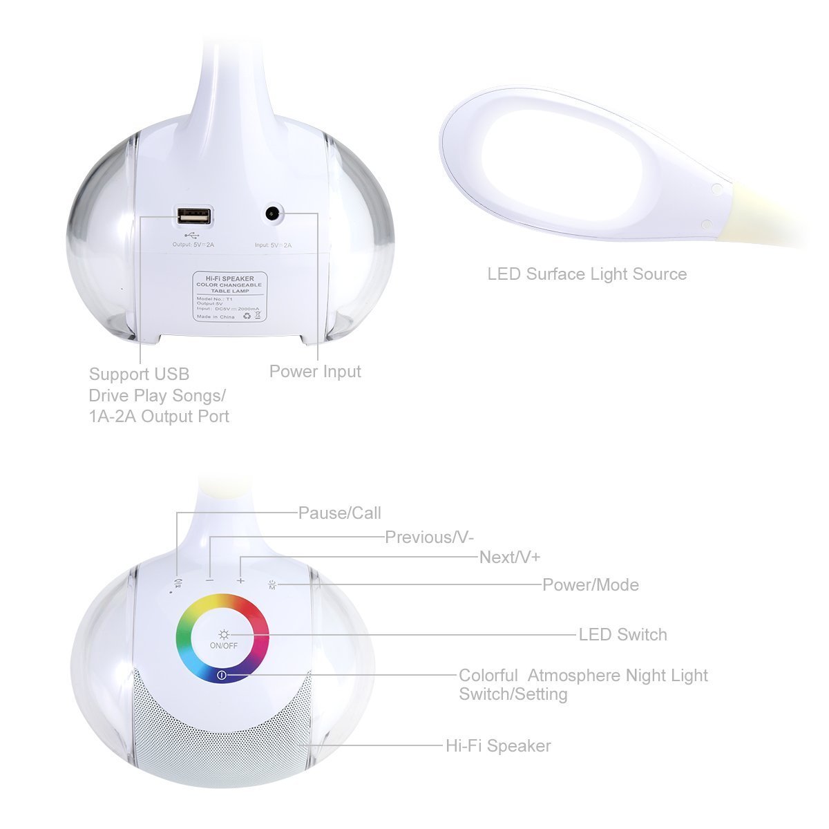 hi fi speaker color changeable table lamp