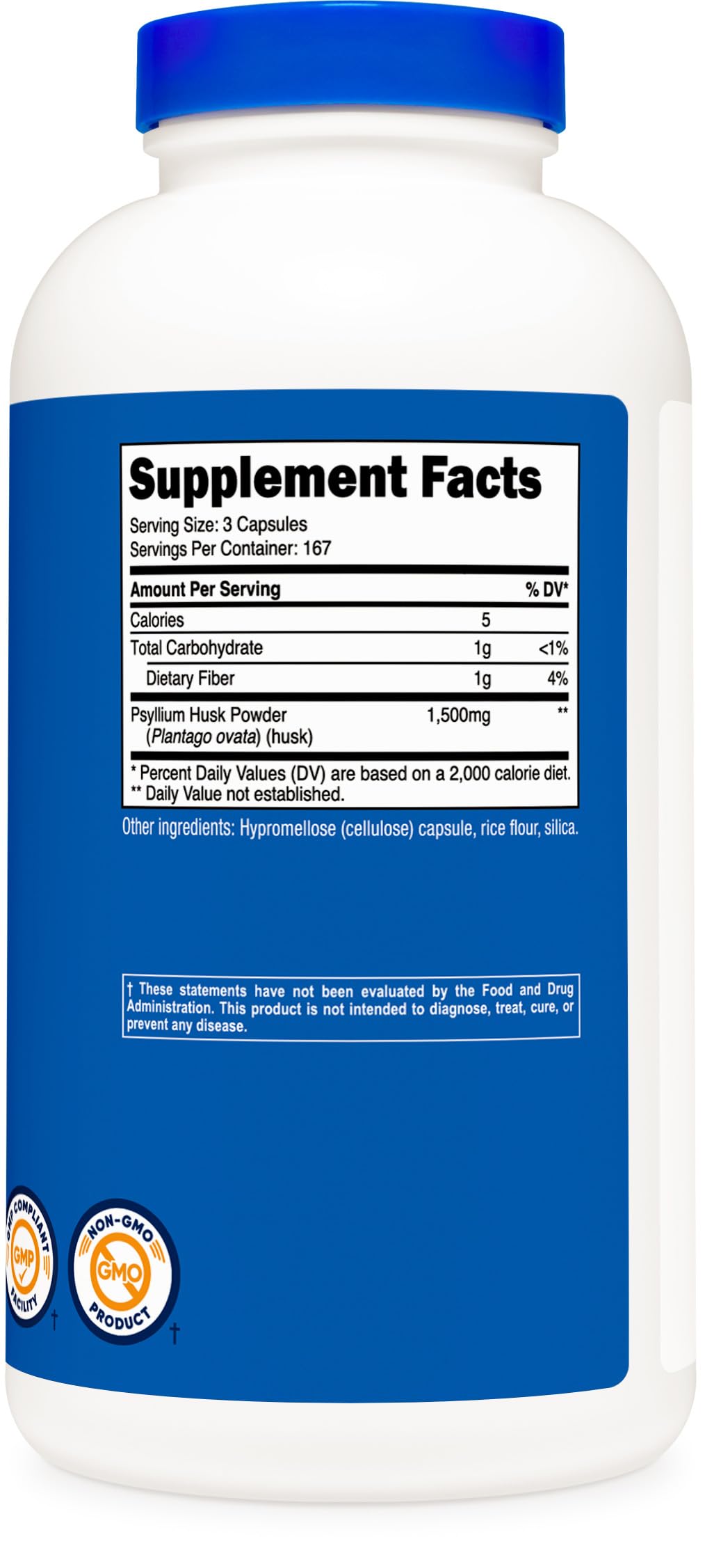 Nutricost Psyllium Husk 1500mg Per Serving, 500 Capsules - Non-GMO & Gluten Free