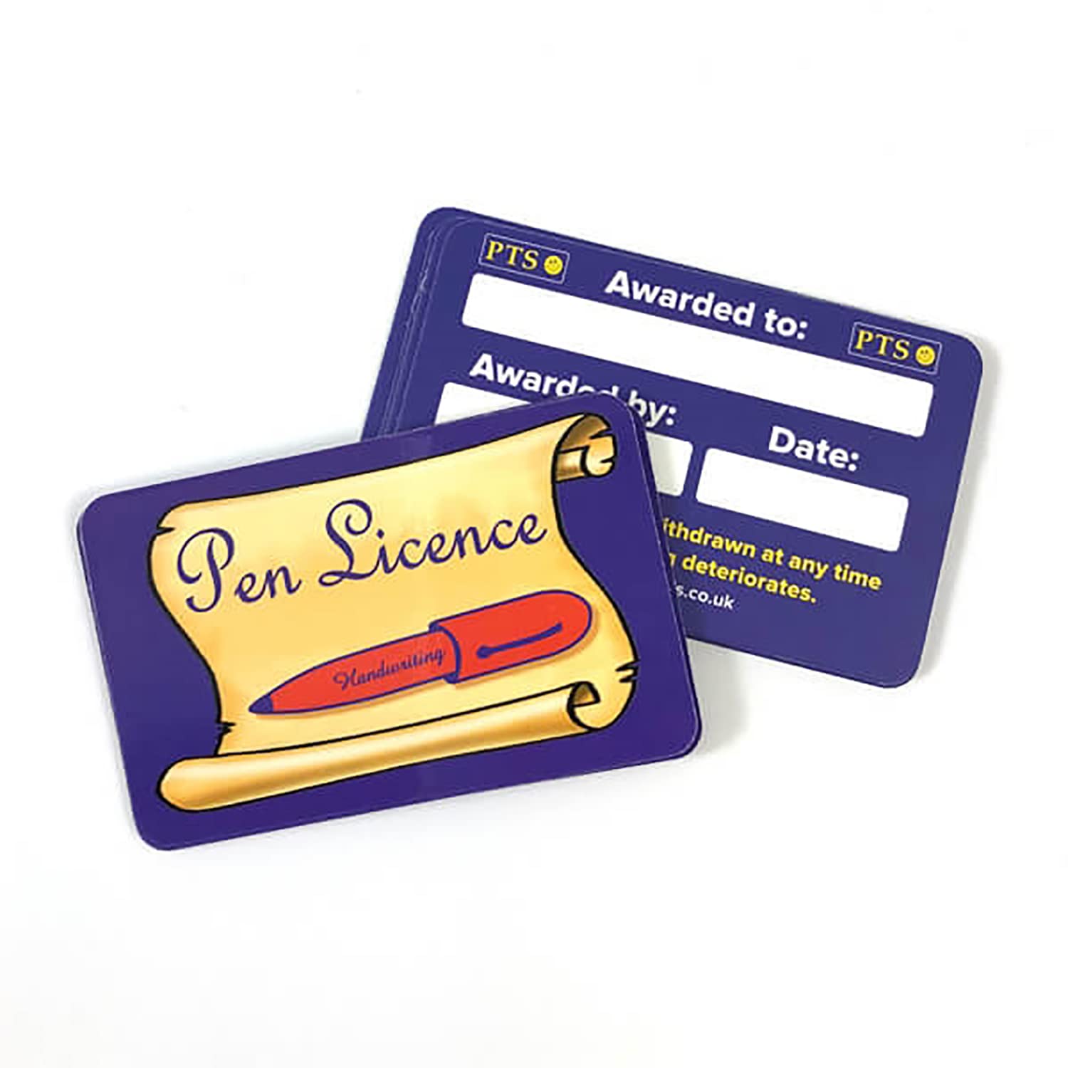 10 Pen Licence Literacy Writing Childrens Pupils Reward Credit Card Sized Certificards 86x54mm Primary Teaching Services