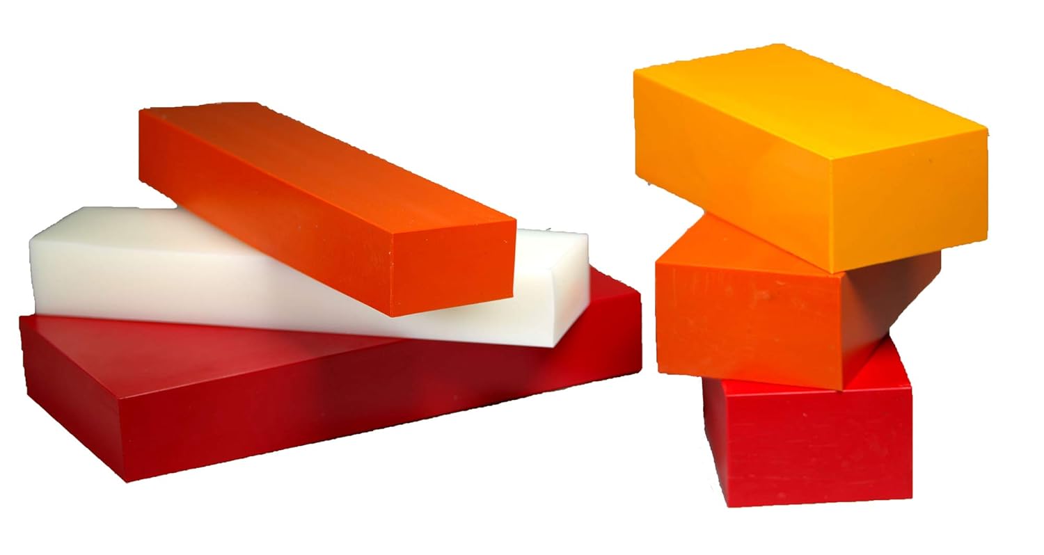 HDPE Plastic Rectangular Solid Bar 2" x 3" x 12" Block (Orange, high