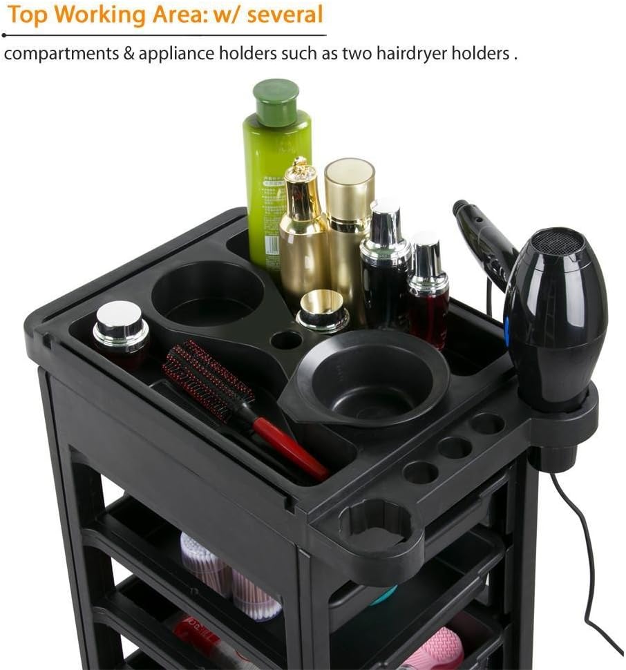 Topeakmart Salon Trolley Rolling Cart with 5 Drawers, Stylist Hairdressing Spa Cart W/Storage Wheels: Office Products