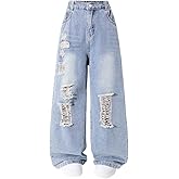 Nivne Tco Tween Boys Jeans Distressed Ripped Frayed Details Casual Zipper Fly Denim Pants with Five Pockets