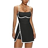 Floerns Women's Split Tennis Dress Built in Shorts Exercise Golf Workout Skort Athletic Dresses