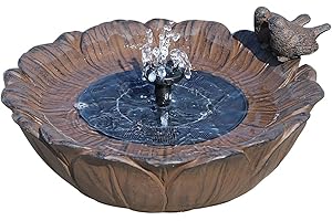 Solar Bird Bath Fountain,Sunflower with Resting Bird,Solar Powered with 3 Nozzles,Outdoor Garden Bird Bath,Solar Water Founta