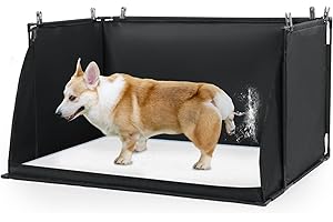 MABOZOO Dog Pee Pad Holder with High Walls, Foldable Dog Litter Box Potty Shields Indoor Potty for Small and Medium Pets, No Spill Pee Pad Holder Tray for Doggy Work (24x24x17.7 in). Patent Pending
