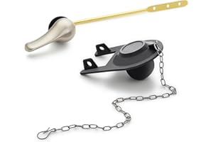 Qualihome Front Mount Brushed Nickel Toilet Handle Replacement Kit with 2 Inch Universal Toilet Flapper Replacement Kit and Stainless Steel Toilet Flapper Chain