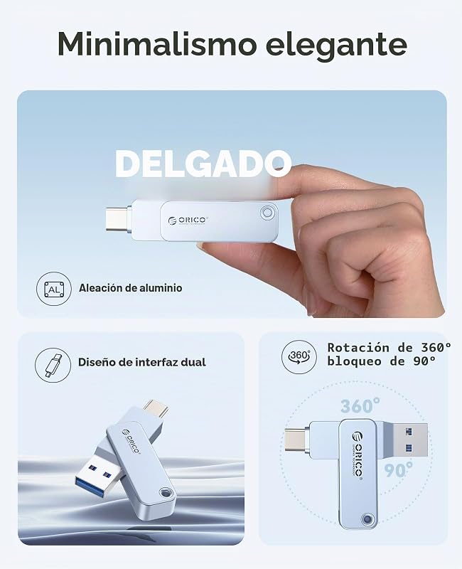 Pendrive 32 GB USB C,150MB/s Memoria USB 3.2 Gen 1, Azul, EB05