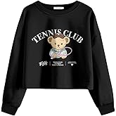 Arshiner Girls Crop Tops Kids Long Sleeve Pullover Sweatshirts Girls Cropped Crewneck Sweatshirt for 5-14 Years Teen Girl