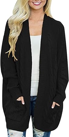 black chunky cardigan plus size