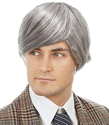 ALLAURA Old Man Wig Grey Wig Silver Wig Grandpa Wig