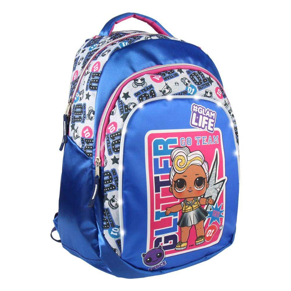 Artesania Cerda Mochila Casual Luces Lol School Backpack, 47 cm, Blue (Azul)