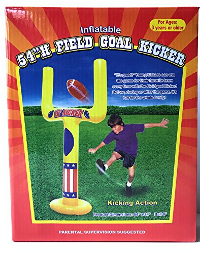 Inflatable Football Party Pack - Inflatable Football Goal Post 54 inch Height With Inflatable Ball PLUS Inflatable Touchdown Snack Cooler