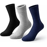 Thermal Crew Socks for Men & Women (3 Pairs) Soft Terry Lined Cotton, Seamless Toe, Warm Winter Comfort- Sockverse