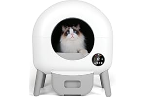 ZEACOTIO Self Cleaning Litter Box -110L Automatic Cat Litter Box Self Cleaning, All Litter Can Use, with 1 Roll Garbage Bags and Mat, App Control, Big Grey..