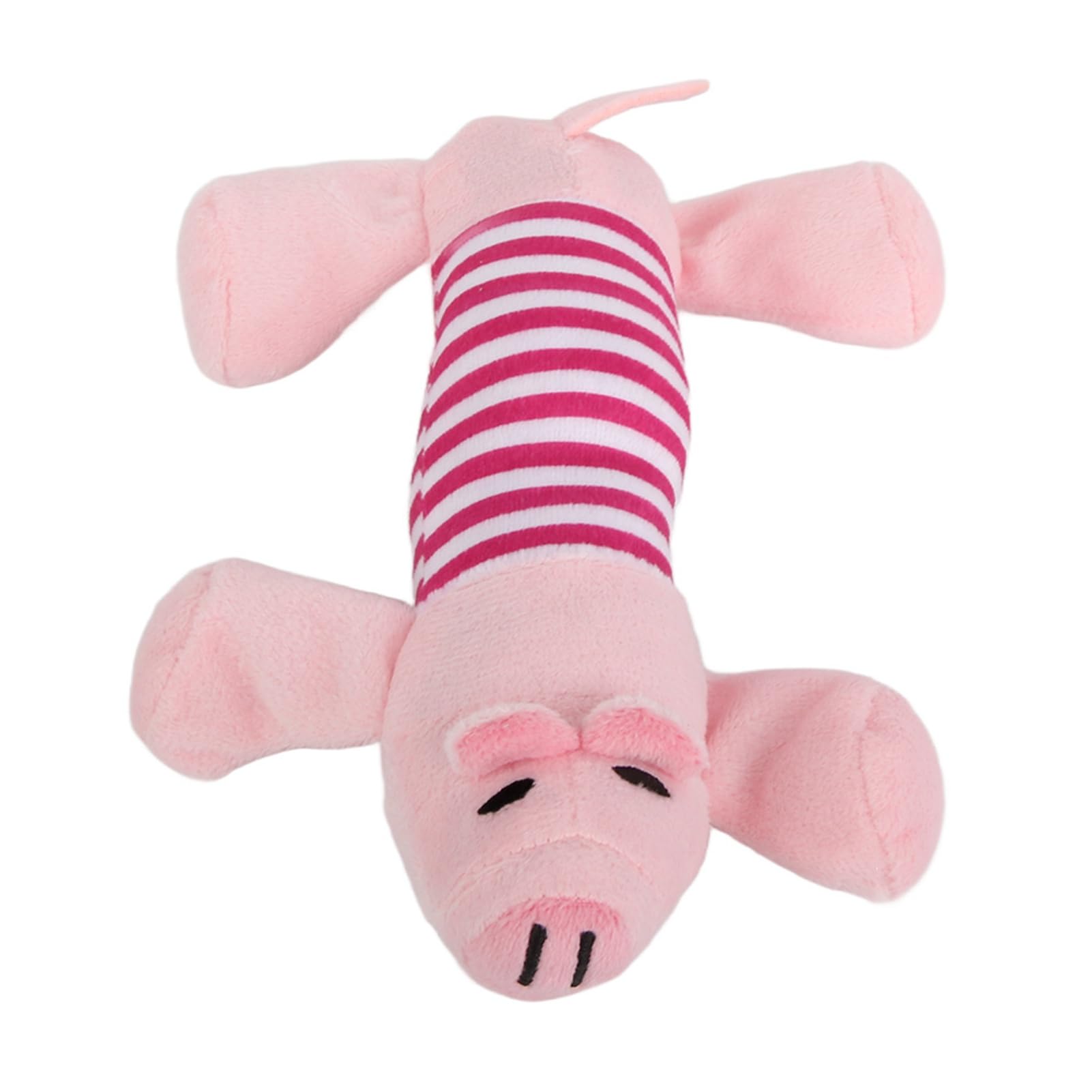 Dog Squeaky Toys, Pet Chew Toy Plush Skin Stuffless and Sound Fun Animal Shape Types Tug & Interactive for Gift (Pink Pig)
