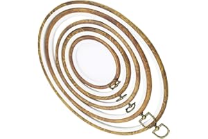 GUOFA 5pcs Oval Embroidery Hoops with Different Sizes - Display Cross Stitch Hoop Frames Imitated Wood, Decorative Embroidery Hoop Ring for Hanging Sewing Needlepoint Projects