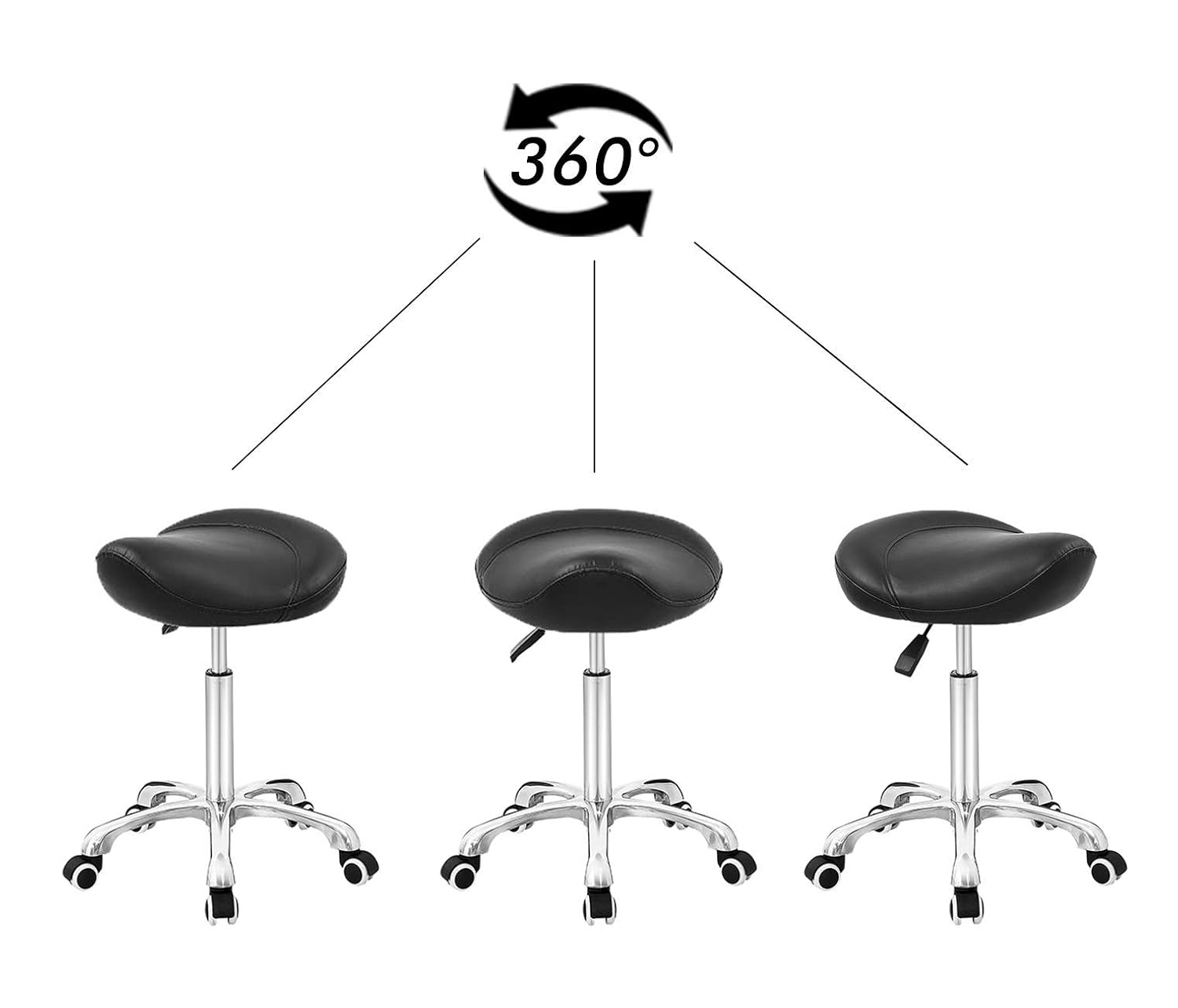 Saddle Stool Chair for Dental Salon Massage Hair Cutting, Esthetician Adjustable Rolling Hydraulic Saddle Seat Stool with Wheels (Black): Beauty