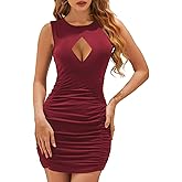 Women's Summer Sexy Club Bodycon Cutout Ruched Mini Party Dresses Sleeveless Night Tank Short Dress