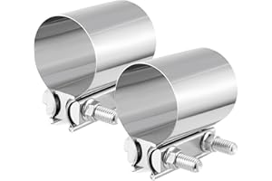 GaRhomxy 2.5 "Exhaust Clamp 304 Stainless Steel Heavy-Duty Lap Joint Band Clamp, Used for Mufflers, Catalytic Converters, Exhaust Pipes (2 Pack)