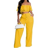 Elegant Two Piece Clothing Sets for Women Sexy Crop Top Long Wide Leg Pants Swimwear Bikini Coverups Vacation Beach