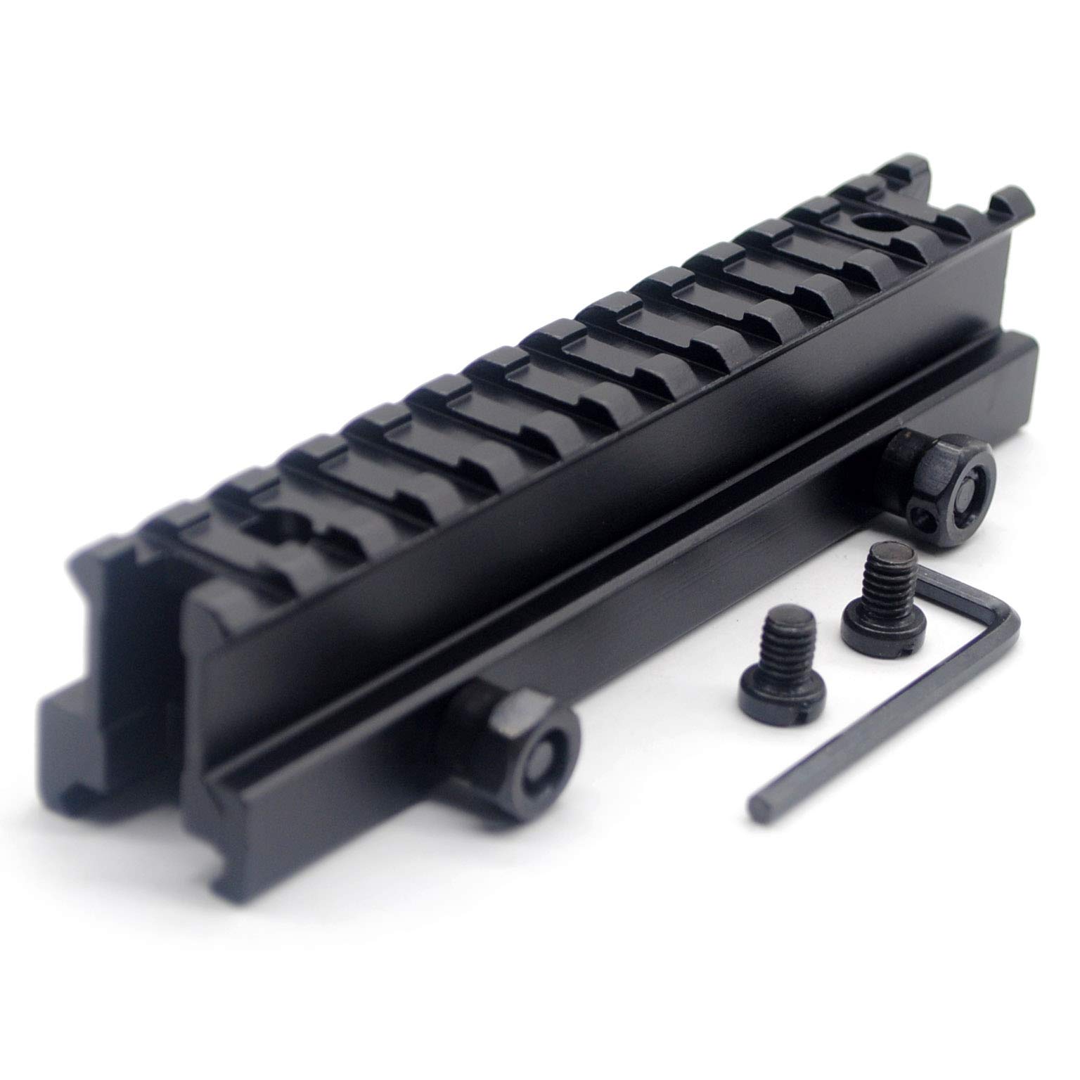 TriRock See-Through 145mm Flat-Top Riser Base Dovetail Weaver Scope Mount Picatinny Adapter fits 20mm Rail Adapter Quick Release for Scope Optics