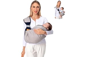 Shiaon Baby Sling Carrier, Baby Carrier Newborn to Toddler(7-45lbs), Toddler Carrier with Safety Buckle, One Shoulder Adjustable Shoulder Strap, One Size Fits All, Grey