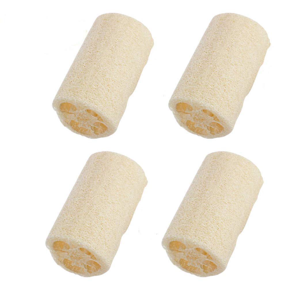 Natural Loofah,4 Pack Luffa Loofa Sponge Exfoliating Biodegradable Household Dishwashing for Bath Body Shower Kitchen Cleaning Scrubber