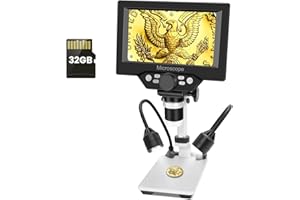 Coin Microscope,5.5" LCD Digital USB Microscope with 32G TF Card,Micsci Coin Magnifier 1000X 1080P Handheld Video Camera,PC View,Rechargeable Battery,Fill Lights for Adults Kids Soldering Error Coins