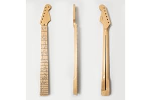 YUEMIYA Premium Maple Electric Guitar Neck for Fender Stratocaster, 22 Frets, Tree of Life Inlay, 12.5" Radius, Bone Nut, 10mm Tuner Holes, ST Style Electric Guitar Neck
