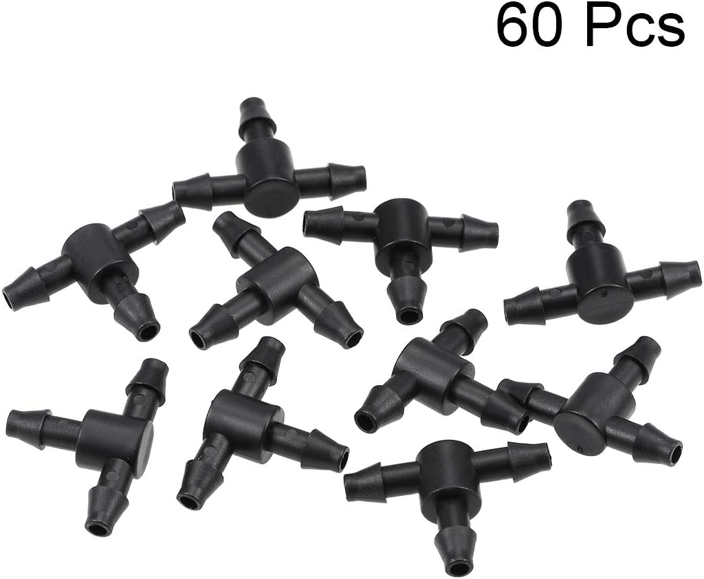 sourcing map Barb Drip Tee Pipe Connector 4/7mm Hose Fitting 3 Way for Garden Agricultural Irrigation System Plastic 60pcs - Image 3