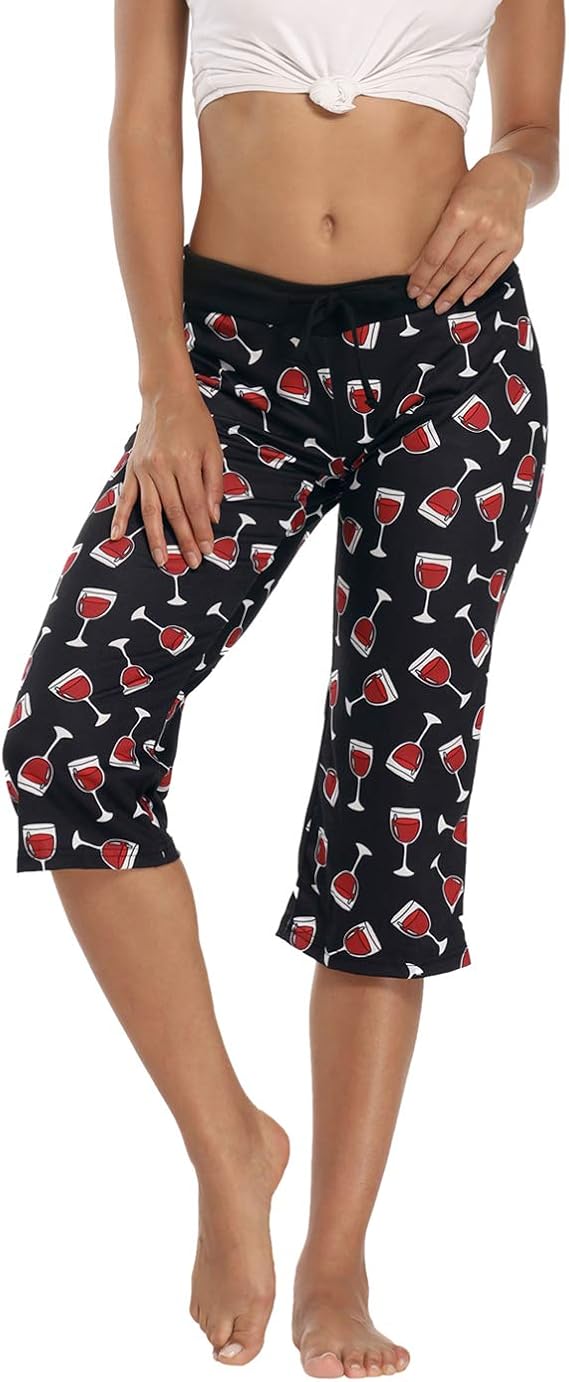 HDE Womens Sleepwear Capri Pajama Pants Sleep Capris Cropped Lounge
