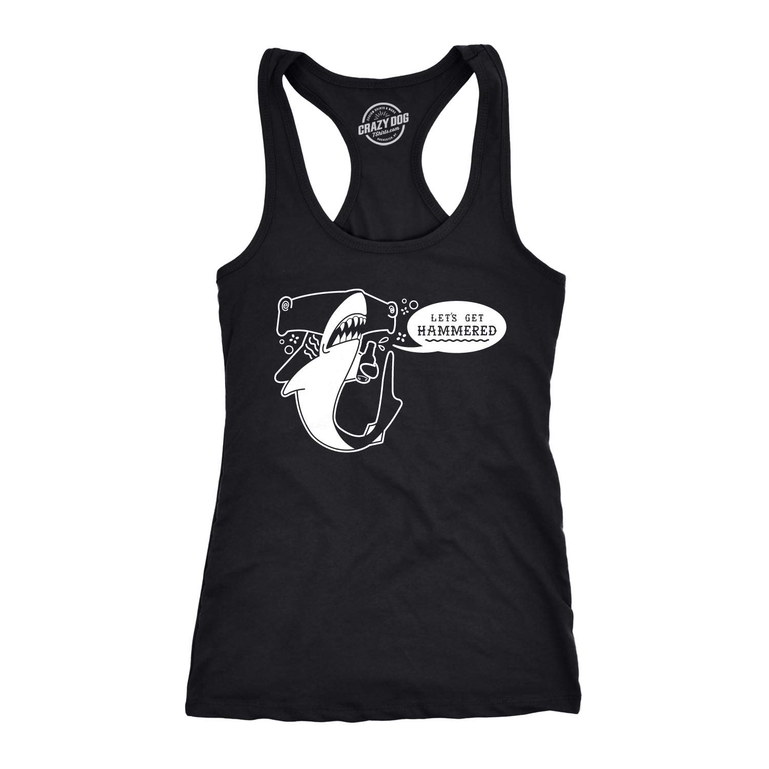 Womens Tank Lets Get Hammered Tanktop Funny Hammerhead Shark Drinking Tee for Ladies