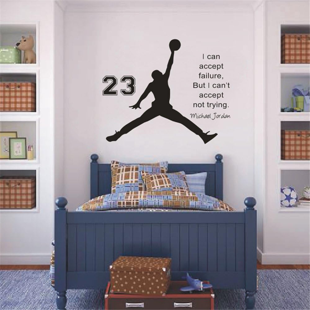 25 Home Decor Inspiring Basketball Wall Decal Stickers Quotes I can Accept Failure but I Can't Accept not Trying Jordan Decal Stickers for Boys Room