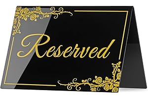 KAITELA 10 Pack Black Acrylic Reserved Table Signs 6" x 4" Double Sided Reserve Seating Tent Cards for Wedding, Reception, Restaurant, Ceremony, Events