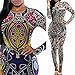Women Jumpsuits Tribal Tattoo Printed Dumpsuit Sexy Bodysuit Playsuit, Color, XX-Large