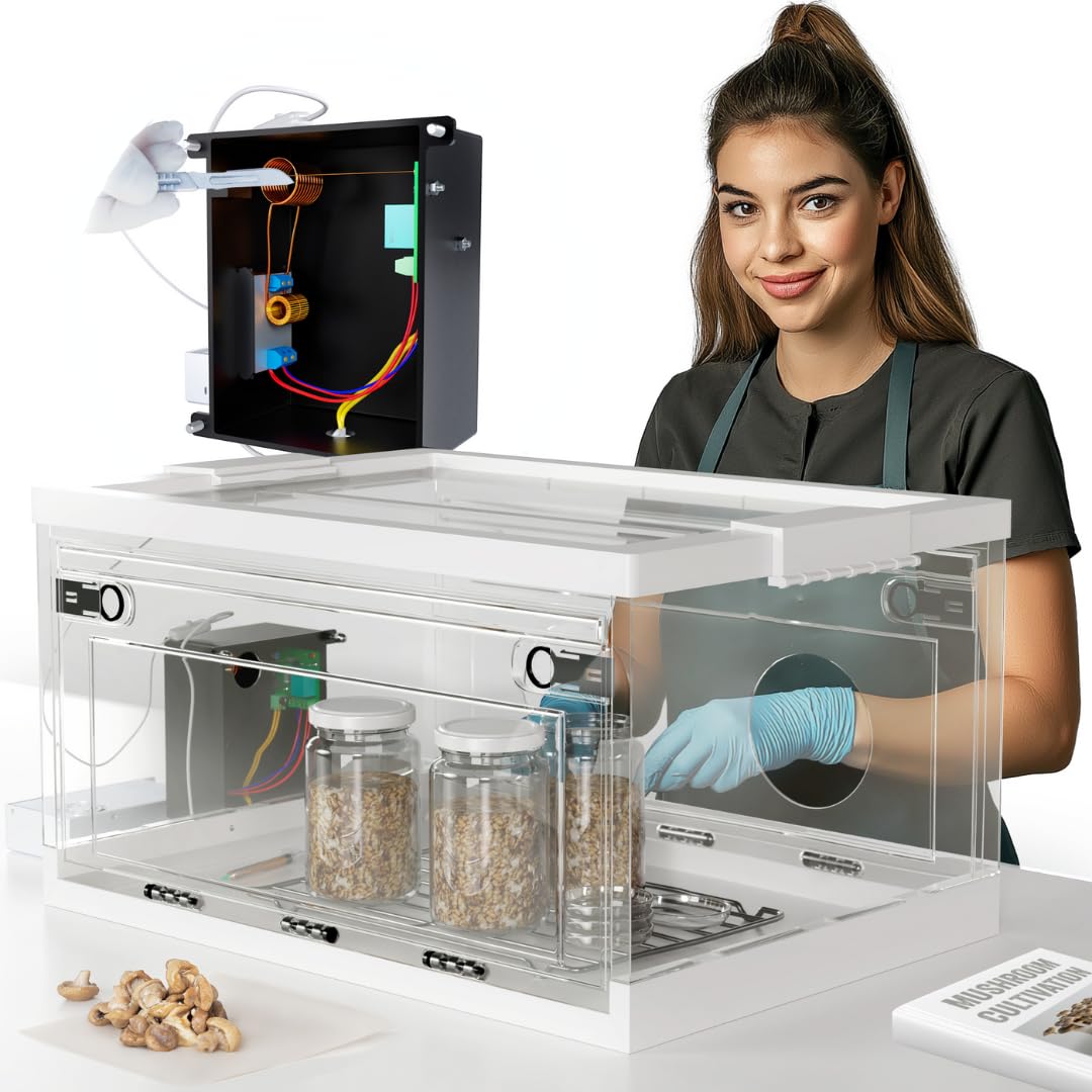 Photo 1 of Trippy TEK Advanced Still Air Box with Induction Scalpel Sterilizer for Agar Work, LC Prep, and Mycology – Collapsible SAB for Growing Mushrooms, Fungi, and Mycelium – Includes LED Light and Wire Rack