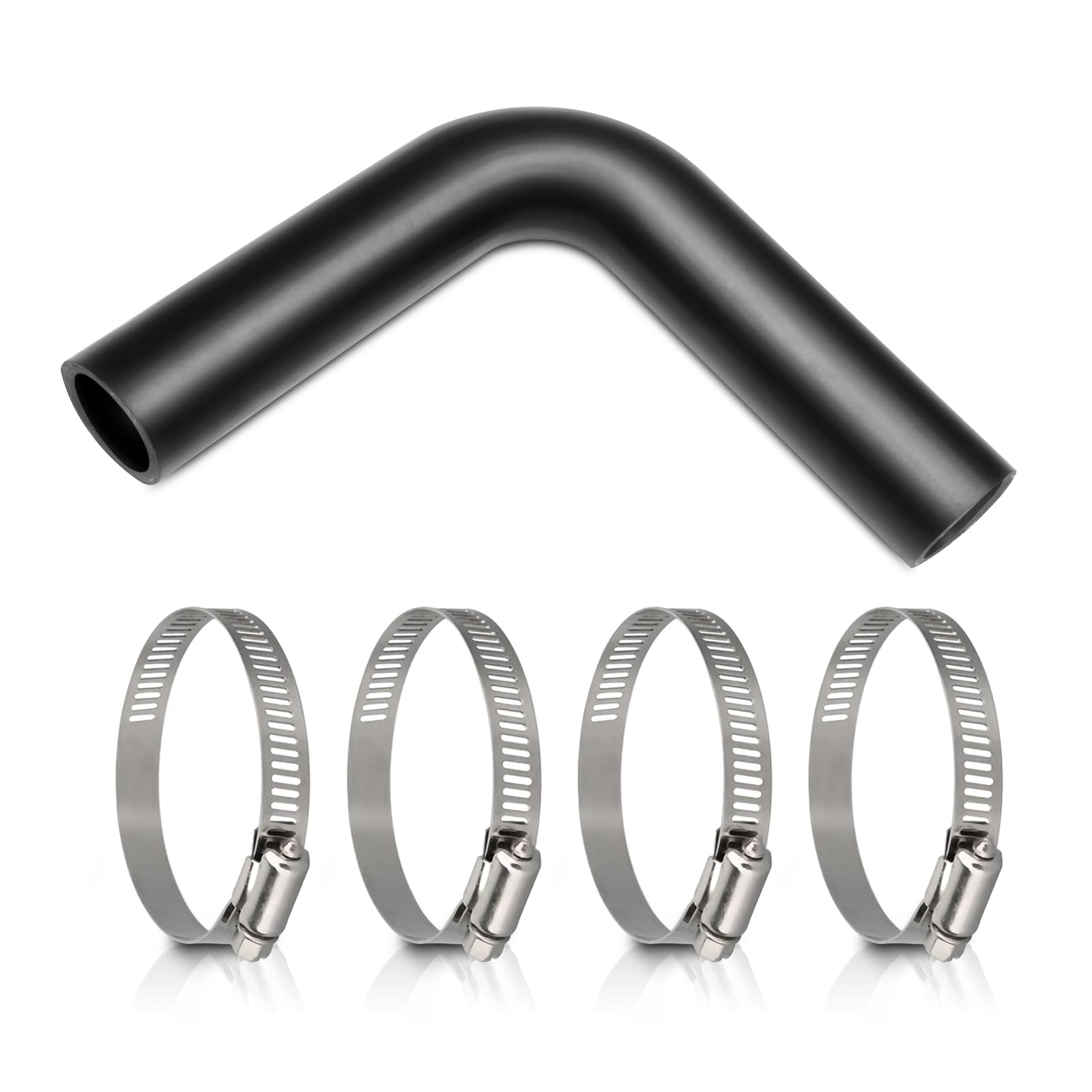 TKKEUEP Gasoline Fuel Filler Neck Hose with 4 Hose Clamps,2.25 inches Inside Diameter Fuel Hose, Reinforced Gas tank filler hose (90 degree, 2.25" ID) Image